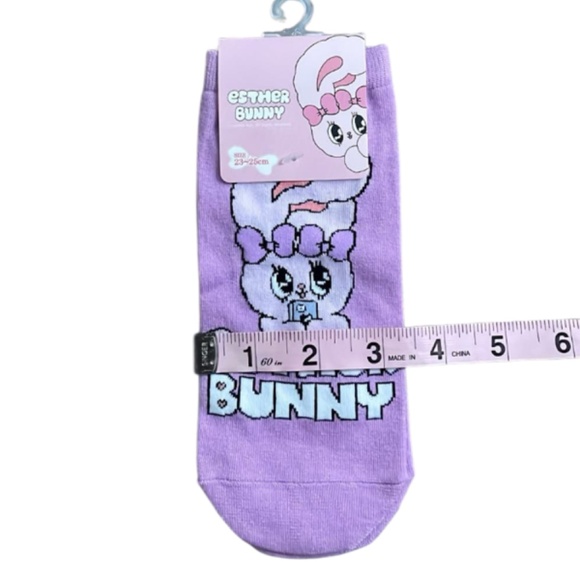 Esther Bunny Purple Graphic Socks Size 23- 25 cm New with Tag - Picture 4 of 6